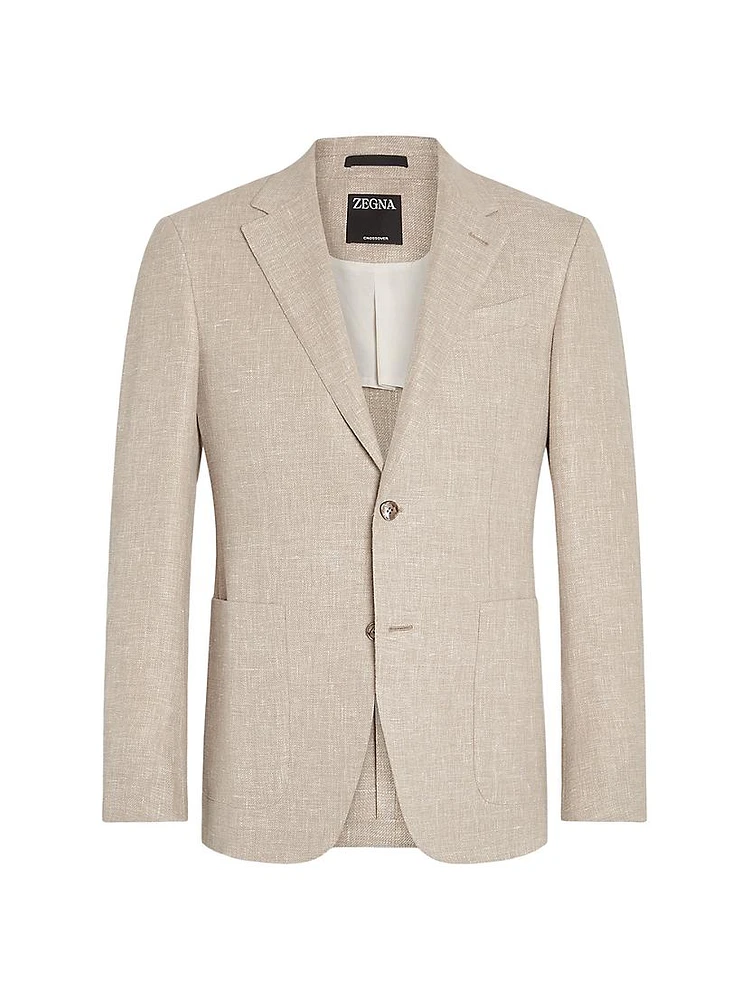 Crossover Linen Wool and Silk Blend Jacket