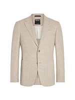 Crossover Linen Wool and Silk Blend Jacket