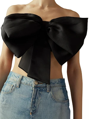 Organza Bow Bandeau Crop Top