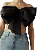 Organza Bow Bandeau Crop Top