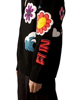 Fun Patches Knit Button-Front Cardigan