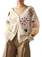 Fun Patches Floral Knit Cardigan