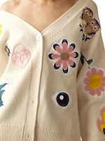 Fun Patches Floral Knit Cardigan