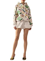 Floral Drawstring Hoodie