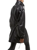 Leather Drawstring Half-Zip Jacket