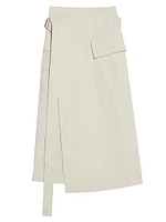 Trench Cotton-Blend Wrap Midi Skirt