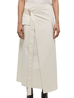 Trench Cotton-Blend Wrap Midi Skirt