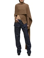 Draped Ribbed Merino Wool Sweater