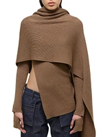 Draped Ribbed Merino Wool Sweater