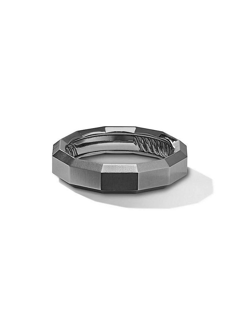 Faceted Band Ring Grey Titanium