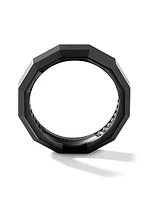 Faceted Band Ring Black Titanium, 6MM