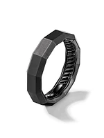 Faceted Band Ring Black Titanium, 6MM