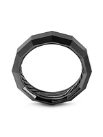 Faceted Band Ring Black Titanium, 6MM