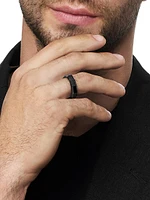 Faceted Band Ring Black Titanium, 6MM