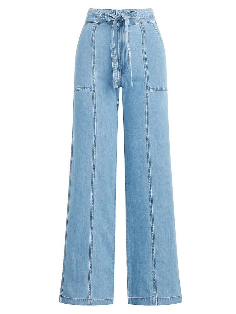 Tie-Waist Denim Trousers