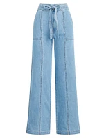 Tie-Waist Denim Trousers