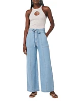 Tie-Waist Denim Trousers