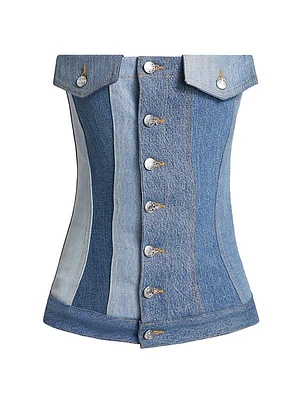 Rosalia Upcycled Vintage Denim Patchwork Corset Top