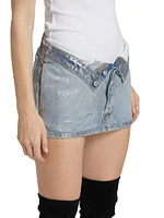 Madison Metallic Denim Miniskirt