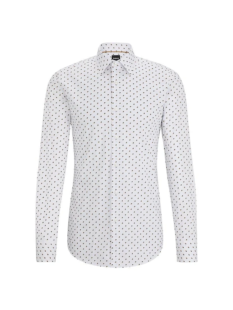 Slim Fit Shirt Printed Stretch Cotton