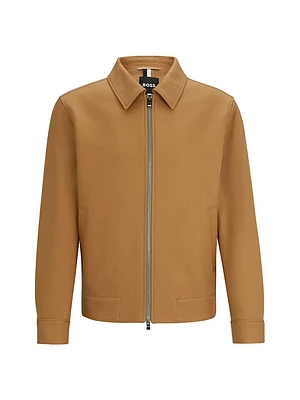 Zip-Up Slim-Fit Jacket Cotton