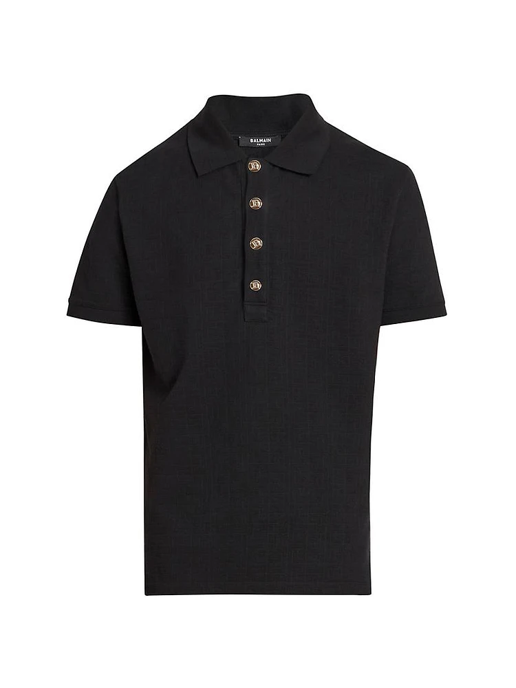 Jacquard Logo Stretch-Cotton Polo Shirt