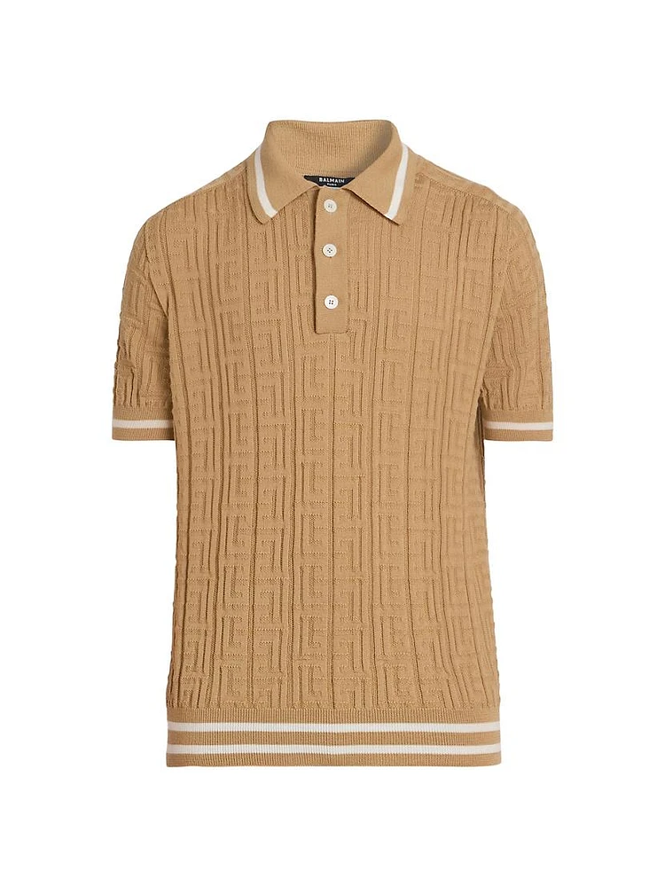 Jacquard Logo Wool Polo Shirt