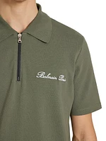 Logo-Embroidered Cotton Quarter-Zip Polo Shirt