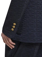 Jacquard Logo Satin Double-Breasted Blazer