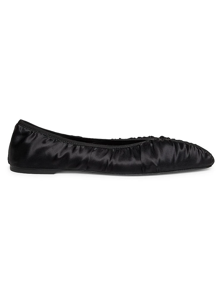 The Gathered Satin Ballet Flats