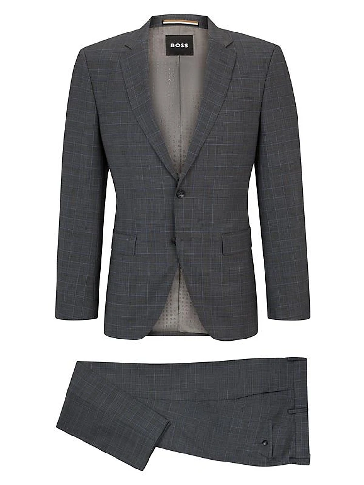 Slim Fit Suit in Checked Stretch Wool