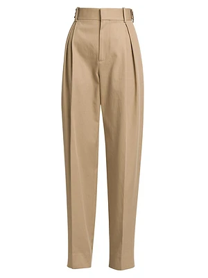 Straight-Leg Cotton Twill Trousers