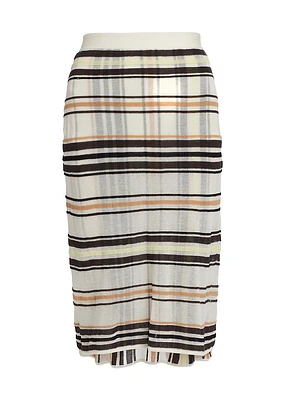 Stripe Cotton-Blend Midi-Skirt