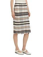 Stripe Cotton-Blend Midi-Skirt