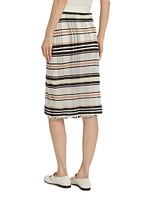 Stripe Cotton-Blend Midi-Skirt