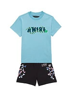 Liitle Boy's & Boy's Bandana Bones Stacked Shorts