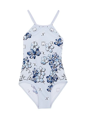 Little Girl's & Bandana Floral One-Piece Swimsuit