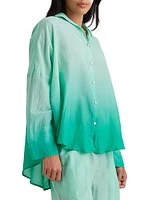 Ombré Cotton Oversized Long-Sleeve Sleep Shirt