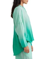 Ombré Cotton Oversized Long-Sleeve Sleep Shirt