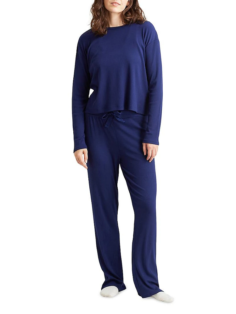 Luxe Rib-Knit Wide-Leg Pajamas