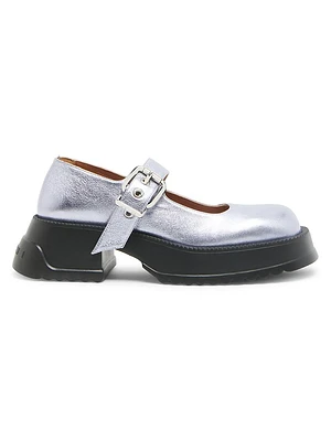 50MM Metallic Leather Buckle Mary Janes