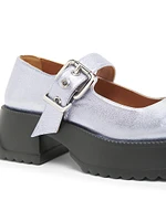 50MM Metallic Leather Buckle Mary Janes