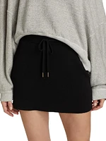 Stretch Knit Drawstring Miniskirt