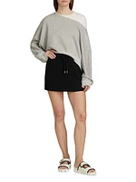 Stretch Knit Drawstring Miniskirt