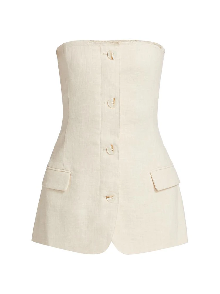 Spencer Cotton-Linen Strapless Blazer