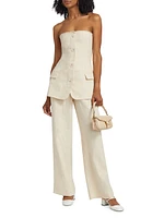 Spencer Cotton-Linen Strapless Blazer