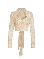 Aelish Silk Polka Dot Wrap Top