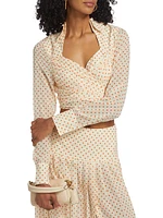 Aelish Silk Polka Dot Wrap Top