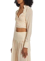 Aelish Silk Polka Dot Wrap Top