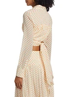 Aelish Silk Polka Dot Wrap Top